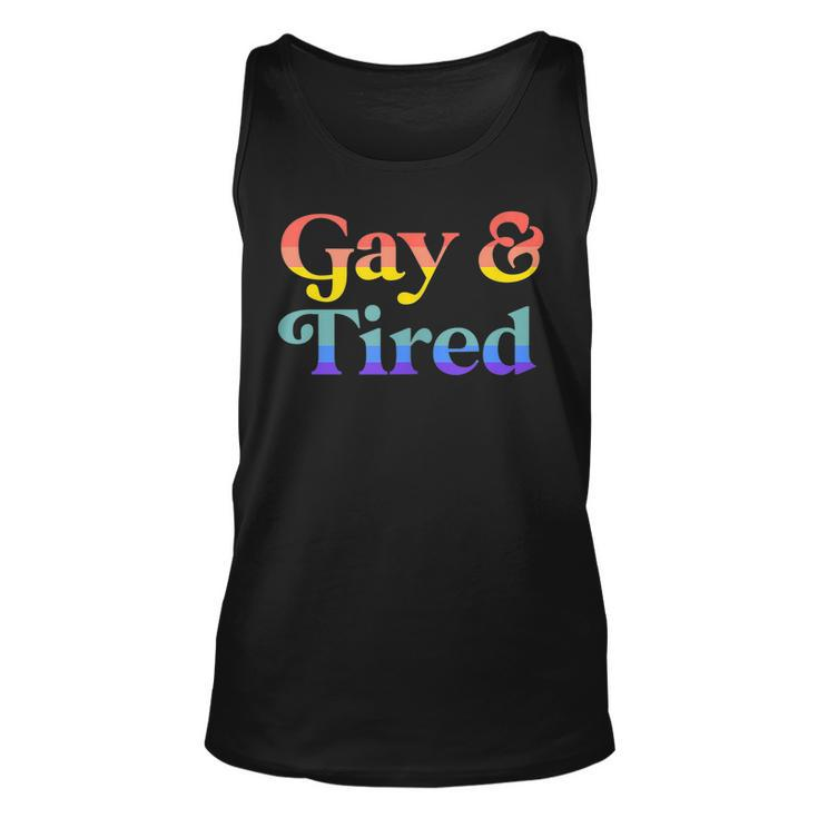 Gay And Tired Lgbtqia Retro Aesthetic Lesbian Pride Flag  Unisex Tank Top