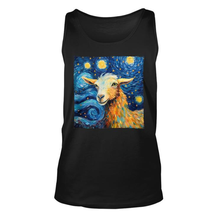 Goat Design In The Style Of Van Goghs Iconic Starry Night Unisex Tank Top
