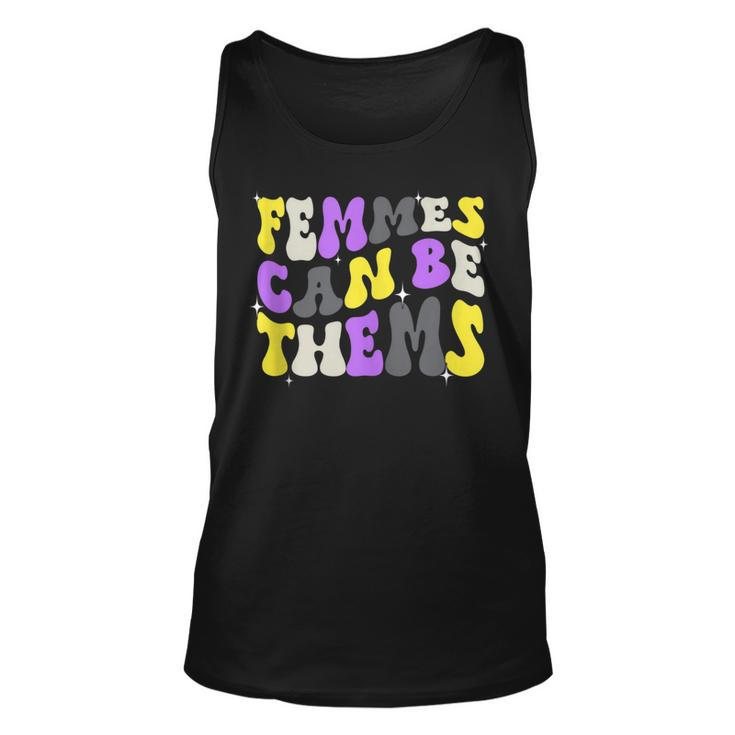 Groovy Femmes Can Be Thems Nonbinary Enby Ally Lgbt Pride  Unisex Tank Top