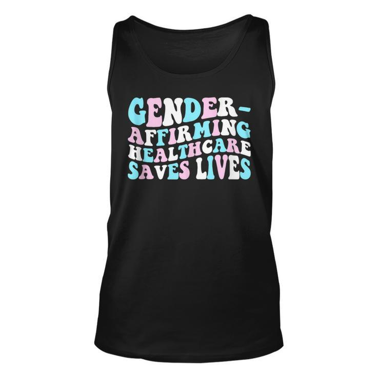 Groovy Gender-Affirming Healthcare Saves Lives Trans Pride  Unisex Tank Top
