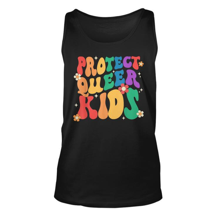Groovy Heart Shape Protect Queer Kids Lgbt Pride Month Ally Tank Top