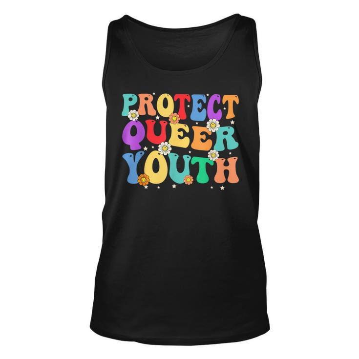 Groovy Protect Queer Youth Protect Trans Kids Trans Pride  Unisex Tank Top