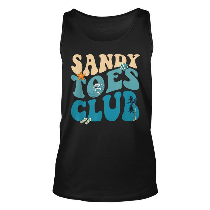 Groovy Sandy Toes Club Beach Summer Vibes Trip Kids Toddler Tank Top