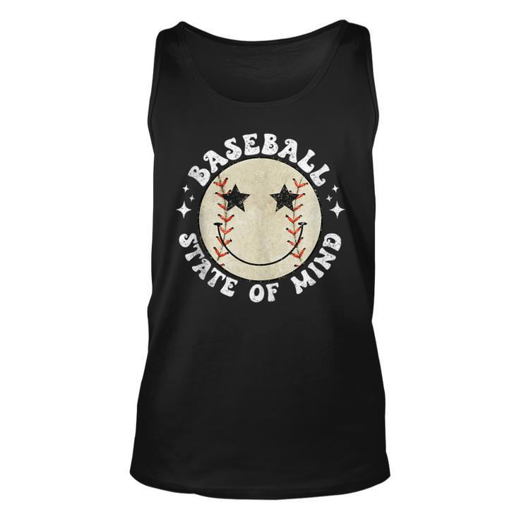 Groovy Smile Face Retro Game Day Baseball Player Fans Lover Tank Top