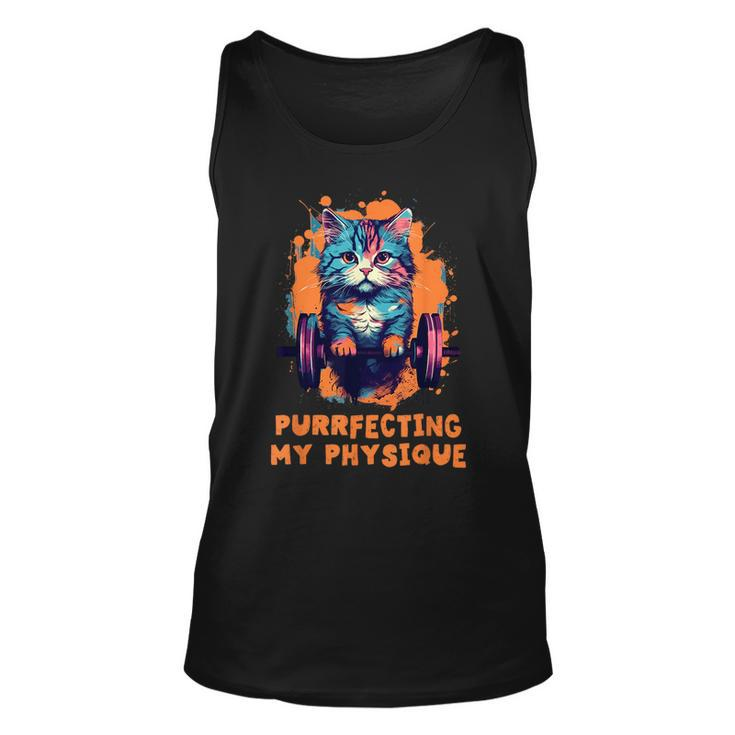 Gym Workout Or Fitness Gift Funny Cat In A Gym  Unisex Tank Top
