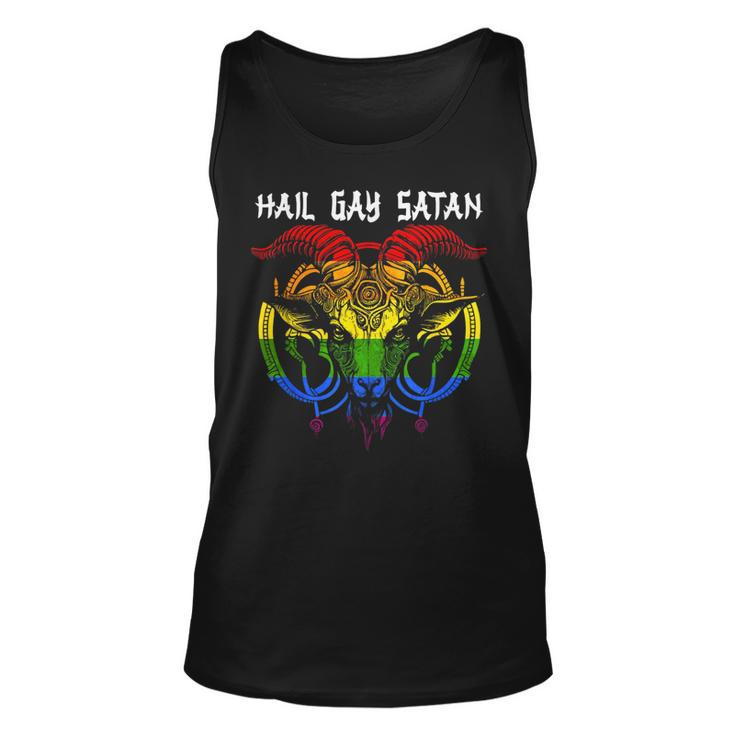 Hail Gay Satan Lgbt Goth Gay Lesbian Bi Pride Baphomet  Unisex Tank Top