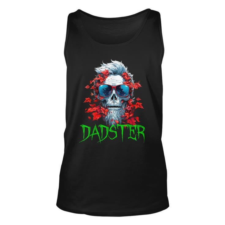 Halloween Dadster Skeleton With Red Sunglasses Dad Skull Tank Top