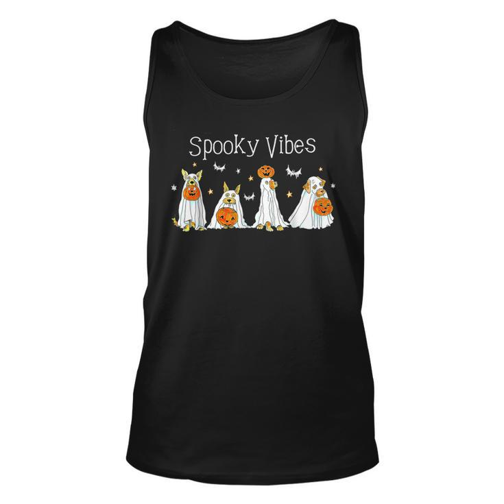 Halloween Dogs In Ghost Costume Spooky Vibes Dog Lover Tank Top