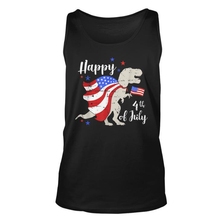 Happy 4Th Of July Independence Day With Trex Dinosaur Unisex Tank Top