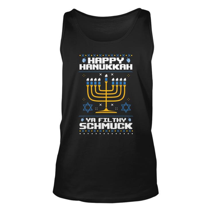 Happy Hanukkah Ya Filthy Schmuck Jewish X-Mas Ugly Sweater Tank Top