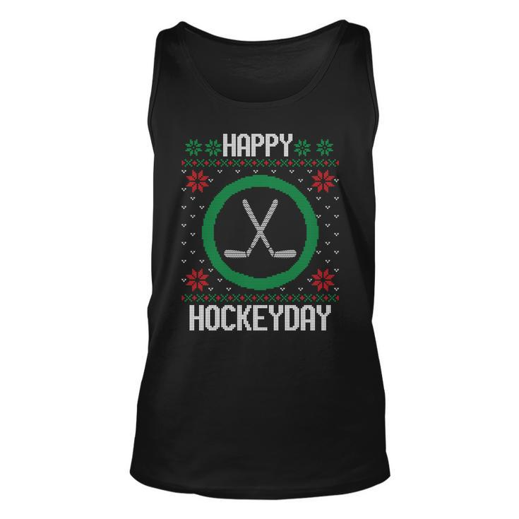 Happy Hockey Days Ugly Christmas Sweater Hockey Tank Top