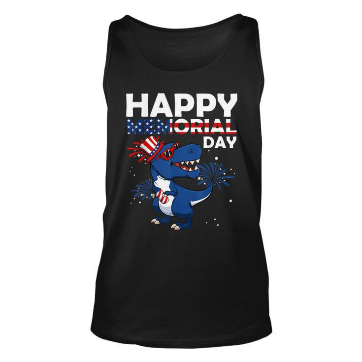 Happy Memorial Day 4Th Of July Dinosaur American Flag Hat Unisex Tank Top