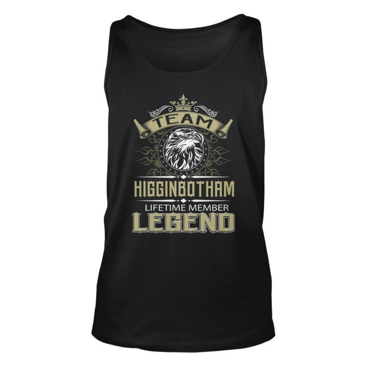 Higginbotham Name Gift Team Higginbotham Lifetime Member Legend Unisex Tank Top