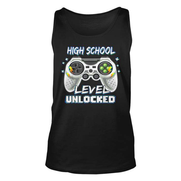 High School Level Unlocked Gamer First Day Of School Boys  Unisex Tank Top
