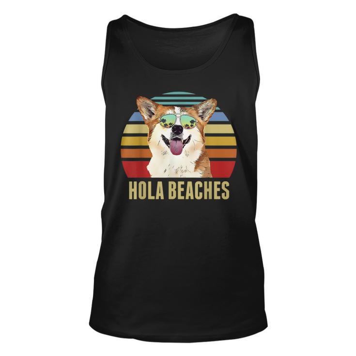 Hola Beaches Corgi Dog Funny Beach Summer  Unisex Tank Top