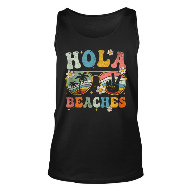 Hola Beaches Groovy Retro Beach Vacation Summer Vacation Tank Top