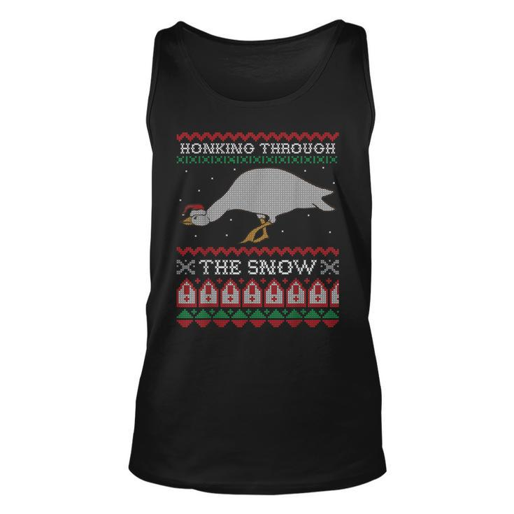 Honking Through The Snow Goose Ugly Christmas Sweater Honk Tank Top