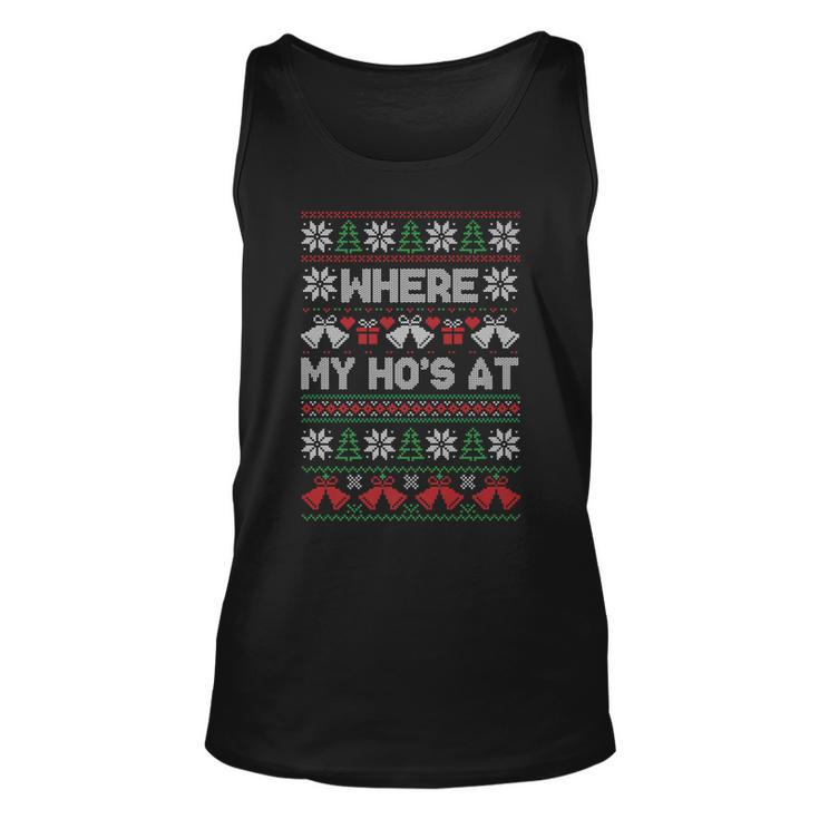 Where My Ho's At Ugly Christmas Sweater Tank Top