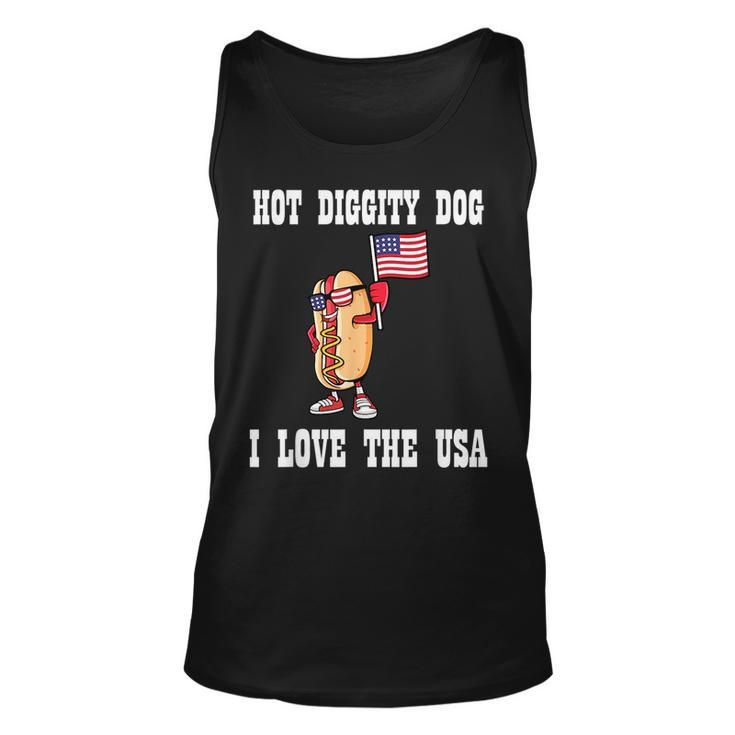 Hot Diggity Dog July 4Th Patriotic Bbq Picnic America Patriotic Tank Top
