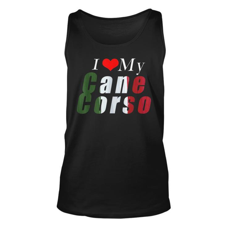 I Love My Cane Corso  Mastiff  Italian Flag Colors Unisex Tank Top