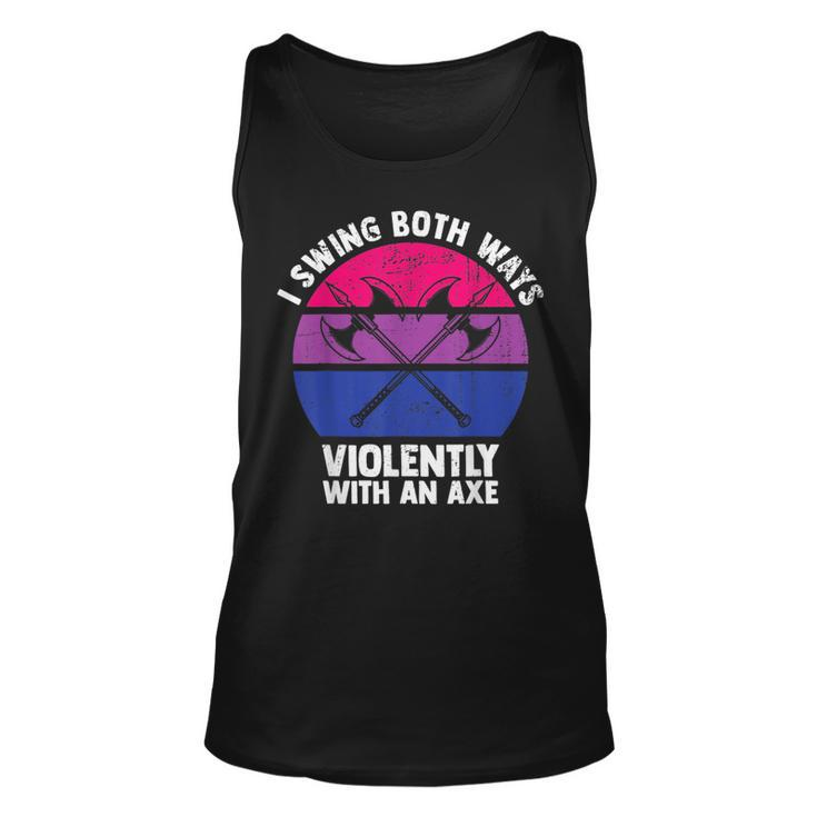 I Swing Both Ways With An Axe Bisexual Lgbt Pride Retro  Unisex Tank Top