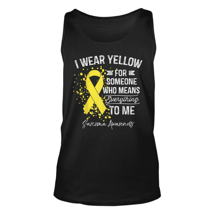 I Wear Yellow  Sarcoma Cancer Yellow Ribbon Awareness Unisex Tank Top