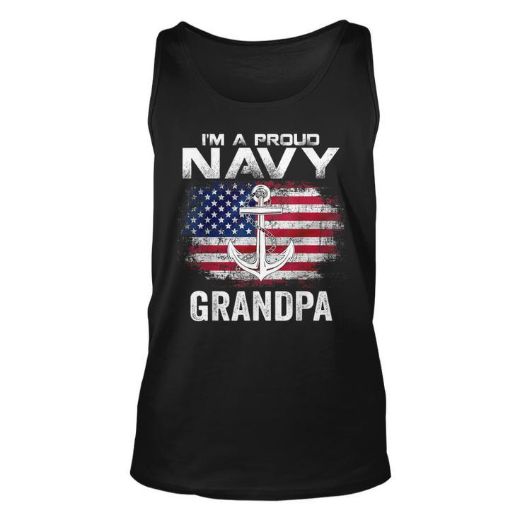 Im A Proud Navy Grandpa With American Flag Gift Veteran  Unisex Tank Top