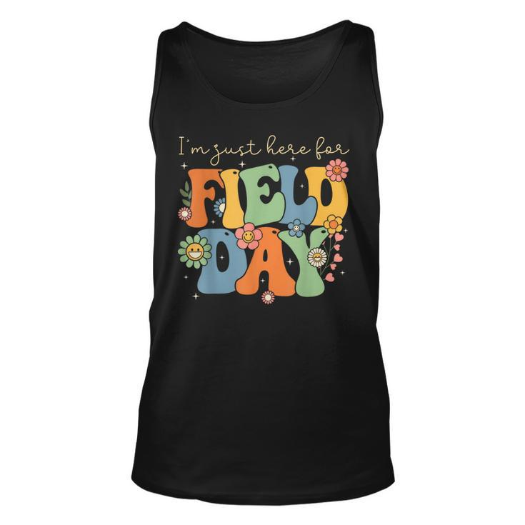 Im Just Here For Field Day Groovy Retro Last Day Of School Unisex Tank Top