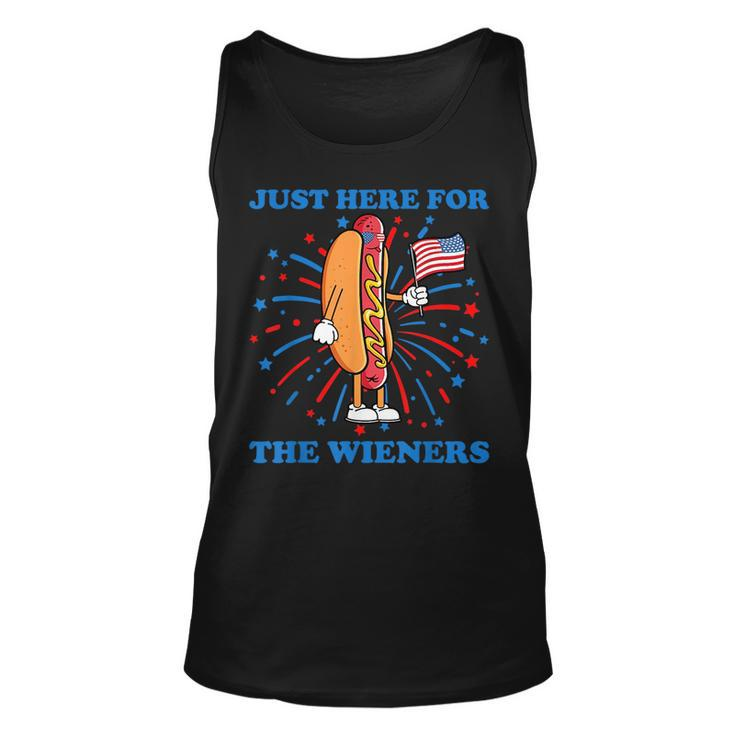 Im Just Here For The Wieners Funny Fourth Of July Hot Dog  Unisex Tank Top