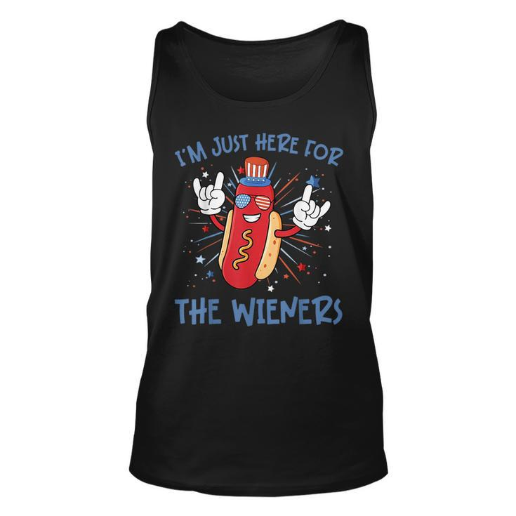 Im Just Here For The Wieners Hot Dog Cartoon 4Th Of July  Unisex Tank Top