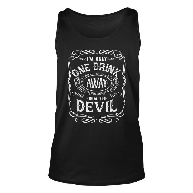 I'm Only One Drink Away From The Devil Western Cow Skull Tank Top