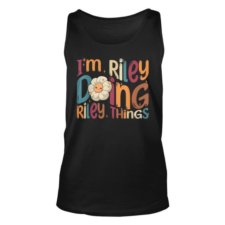 Im Riley Doing Riley Things Funny Groovy Retro Riley Unisex Tank Top