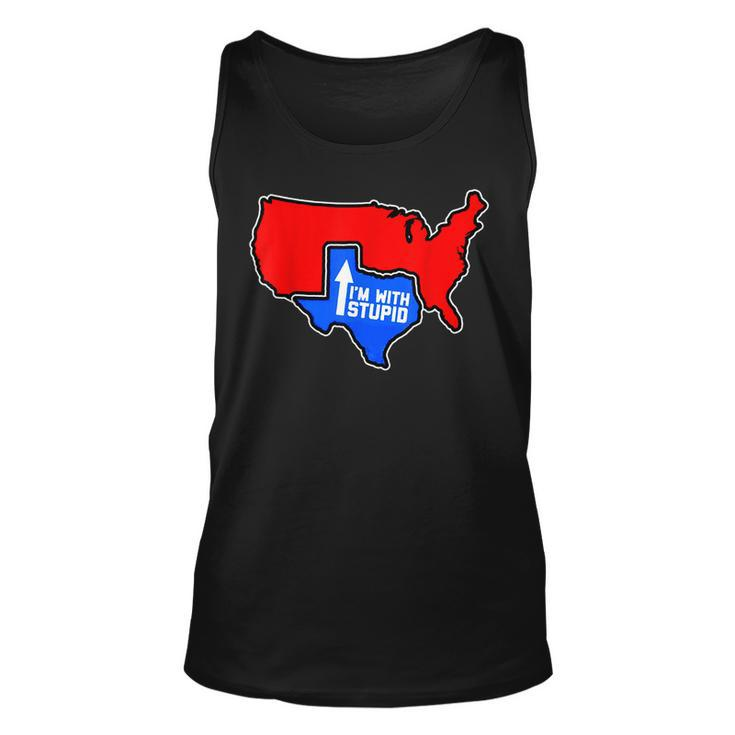 Im With Stupid Funny Texas Proud United State Map Jokes  Unisex Tank Top