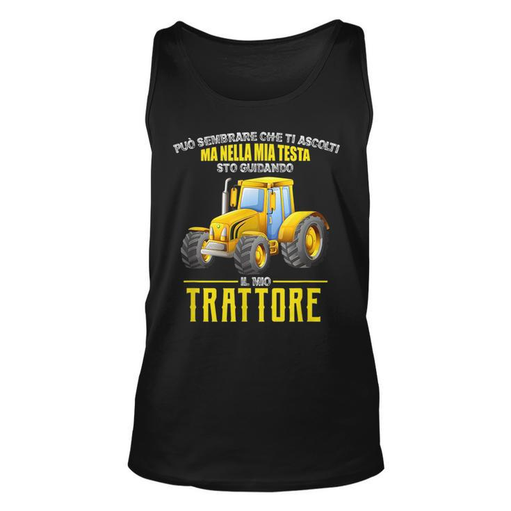 In My Head I Am Driving My Tractor Italian Words  Unisex Tank Top