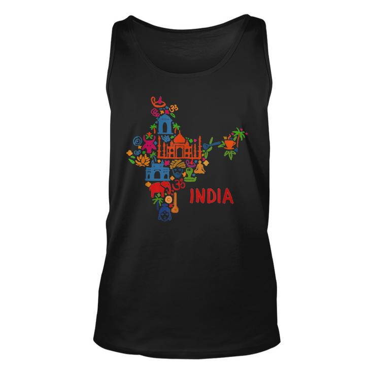 India Elephant Map Silhouette Taj Mahal  Gift For Women Unisex Tank Top