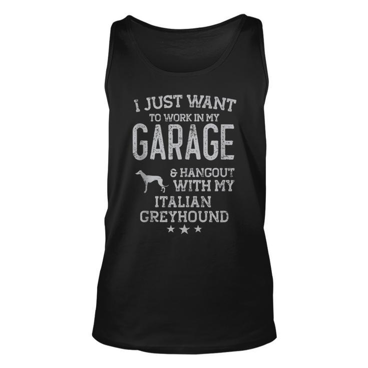 Italian Greyhound Dad Car Garage Hangout Men  Unisex Tank Top