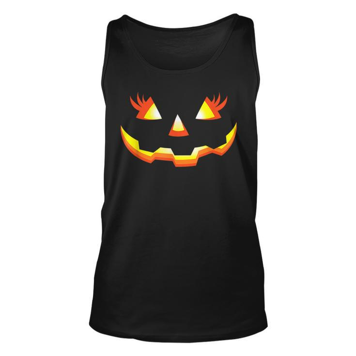 Jack O Lantern Face Pumpkin Eyelashes Halloween Costume Tank Top