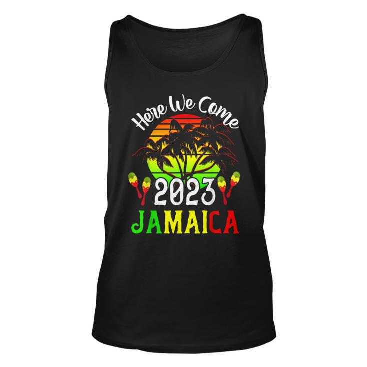 Jamaica 2023 Here We Come Jamaican Family Vacation Trip  Unisex Tank Top