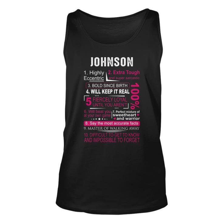 Johnson Name Gift Johnson V3 Unisex Tank Top