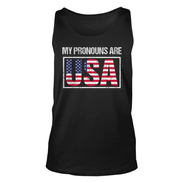 July 4Th My Pronouns Are Usa Patriotic Us Flag Tank Top