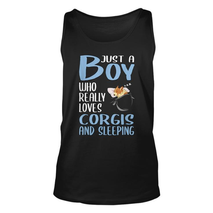 Just A Boy Who Really Loves Corgis And Sleeping  Unisex Tank Top