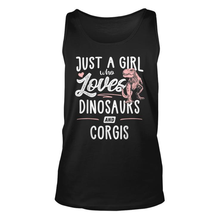 Just A Girl Who Loves Dinosaurs And Corgis Dinosaur  Unisex Tank Top