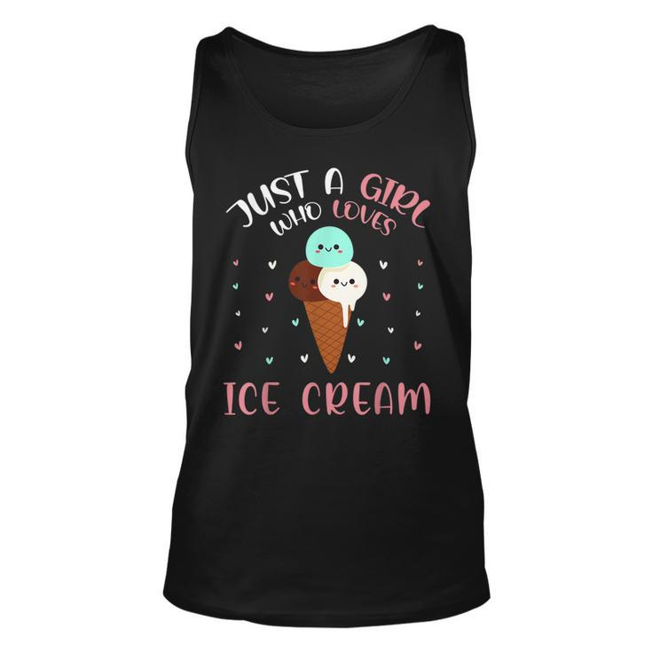 Just A Girl Who Loves Ice Cream Lover Cute Summer Vacation Unisex Tank Top
