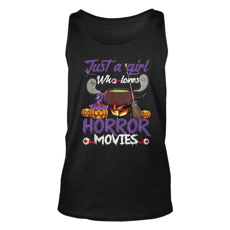 Just A Girl Who Loves Horror Movies Halloween Costume Halloween Costume  Tank Top