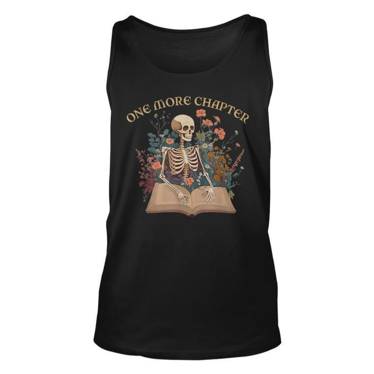 Just One More Chapter Skeleton Reading Book Lover Bookish Reading  Tank Top