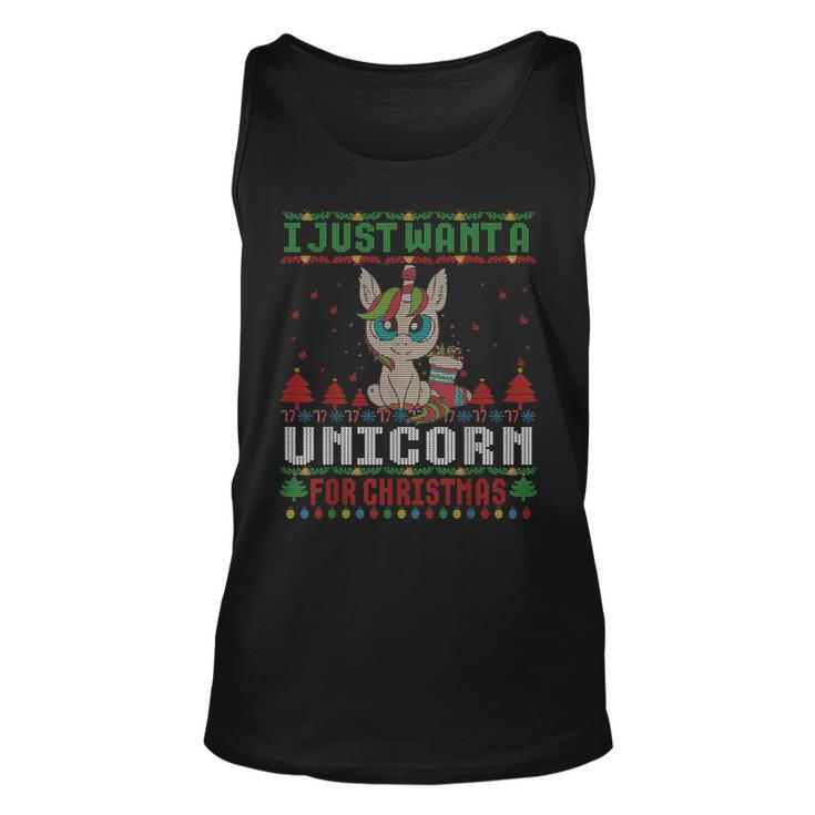 I Just Want A Unicorn For Ugly Christmas Sweater Xmas Tank Top