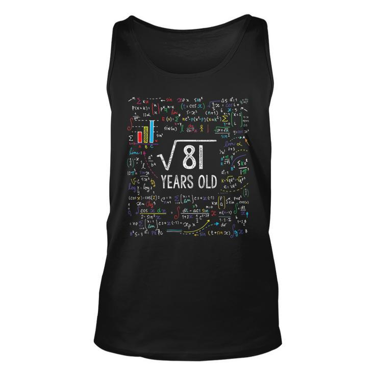 Kids Square Root Of 81 9Th Birthday 9Year Old Gifts Unisex Tank Top
