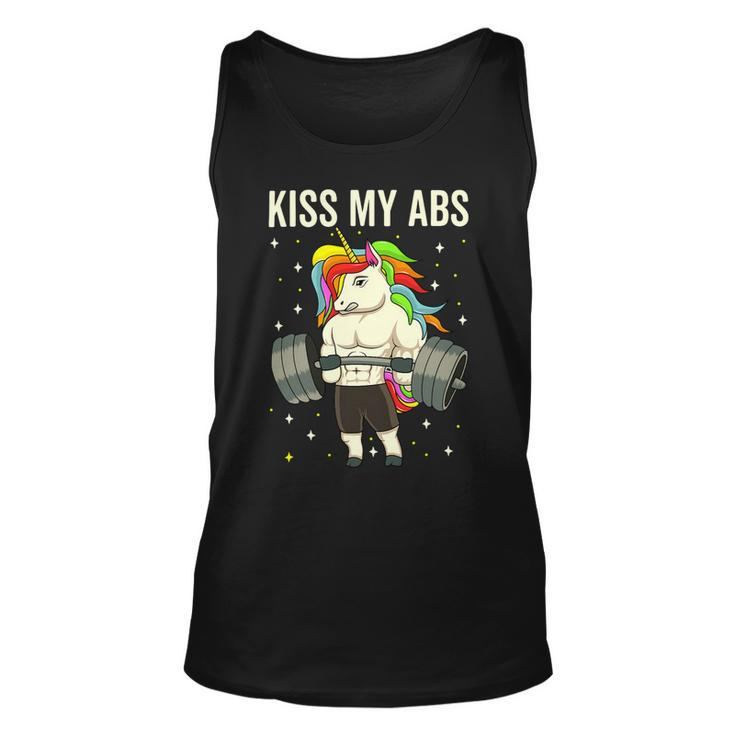 Kiss My Abs Workout Gym Unicorn Weight Lifting Unisex Tank Top