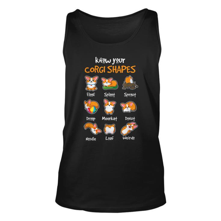 Know Your Corgi Shapes  Cute Puppy Dog Lover Gifts Kids  Unisex Tank Top