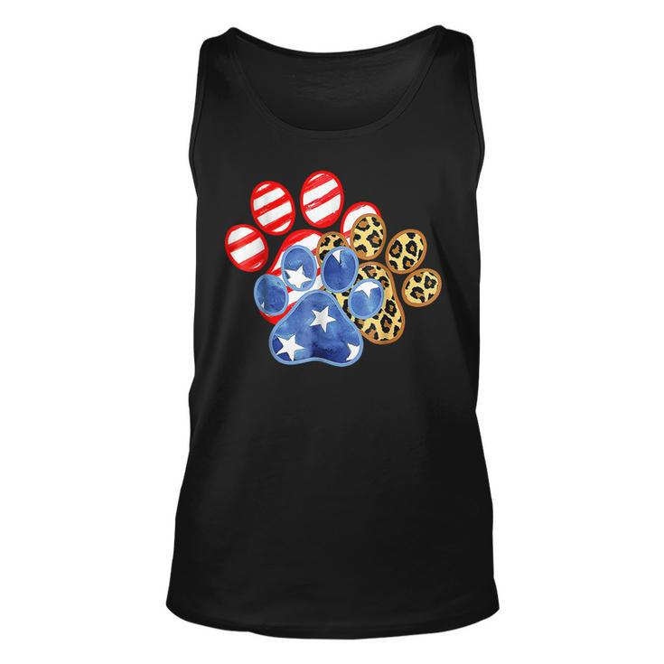 Leopard American Flag Hearts 4Th Of July Dog Paw Print Cute Tank Top